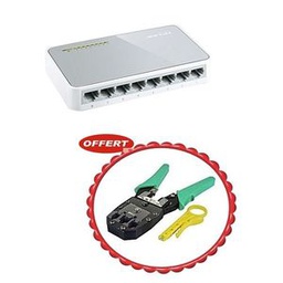 TP-Link Switch TP-link 8-port 10/100Mbps Ethernet  - Blanc + Pince à Sertir Offferte
