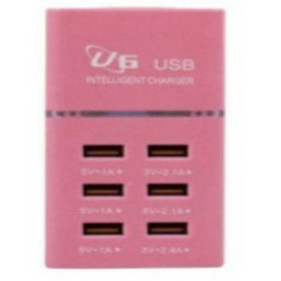 Prise USB U6 6 Ports Chargeur Intelligent- Rose