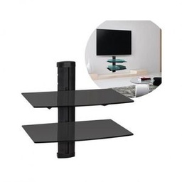 Ilux Support Mural DVD En Verre -2 Niveaux - Noir