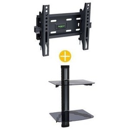 Skill Tech Support Mural TV 15 à 42 Inclinable + Support Deux étagères Pour DVD - Décodeur - Consoles - Noir