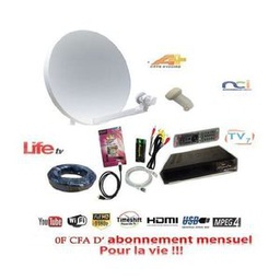 Ibox Kit Satellite : Décodeur + Parabole 65 Cm + LNB Tête De Satellite + Câble TV