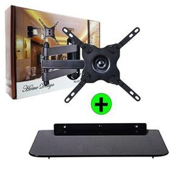 Support Mural Fixe - Compatible - TV - 14 à 42 Pouces + Support Mural DVD/Décodeur - Noir