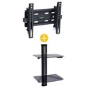 Skill Tech Support Mural TV 15 à 42 Inclinable + Support Deux étagères Pour DVD - Décodeur - Consoles - Noir