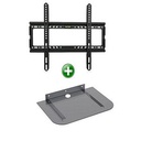 Support Mural Fixe Compatible - TV - 14 à 42 Pouces + Support Mural DVD/Décodeur - Noir