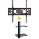 Support Mural TV 26 à 55 Pouces+ Support Mural DVD & Décodeur- 2 Niveaux - Noir