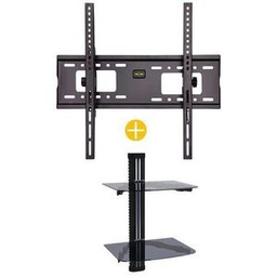 Support Mural TV 26 à 55 Pouces+ Support Mural DVD &amp; Décodeur- 2 Niveaux - Noir