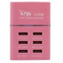Prise USB U6 6 Ports Chargeur Intelligent- Rose