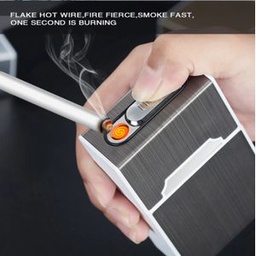 Étui à Cigarettees 2 En 1, Boîte De Chargement USB, Allume-cigaree Coupe-vent Pour Fumer