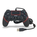 For PS4 Handle Wired Handle Cable Game Controller( Black Red )