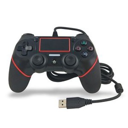 For PS4 Handle Wired Handle Cable Game Controller( Black Red )