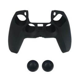 Game Handle Silicone Cover 2 Silicone Cap + 1 Non-slip Game Handle Cover-black