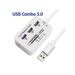 Combo HUB USB 2.0 3.0 Multifonction 3 Ports USB Avec Lecteur De Carte SD - Blanc