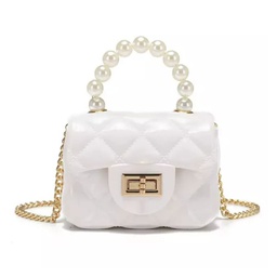 Mini Sac à Bandoulière En Silicone Avec Chaine En Métal - BLANC