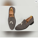 chaussures hommes-Slipper daim gris