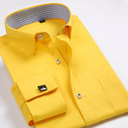 Chemise de luxe à manches longues pour homme jaune