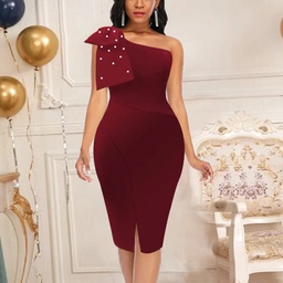 Robe de soirée moulante pour femmes, asymétrique, épaule dénudée, sans manches, gaine, pour célébrations, occasions, dîner, noël