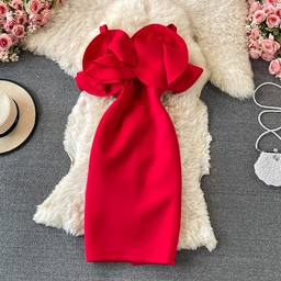 Amolapha – robe de soirée de Banquet sans manches, épaules dénudées à volants, cou Slash, gaine de hanche