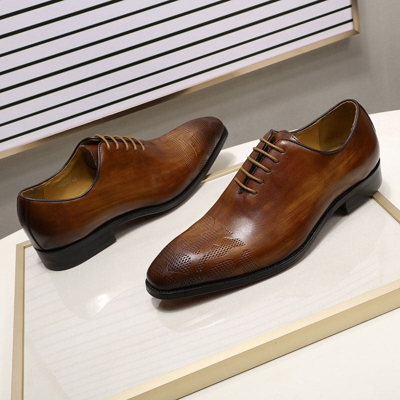 Chaussures Oxford en cuir véritable pour hommes, de marque