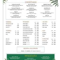 Menu boissons