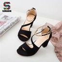 Chaussures Pour Femmes à Talons Hauts Givrés Sandales à Talons Carrés à Boucle Classique