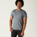 T-SHIRT FITNESS SPORTEE MANCHES COURTES SLIM COTON COL ROND HOMME GRIS FONCÉ