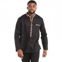 Chemise manche longue de style africain couleur noire