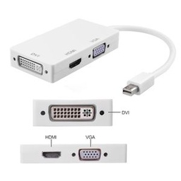 Adaptateur Mini Display Port / Thunderbolt2 Vers HDMI DVI VGA - Blanc