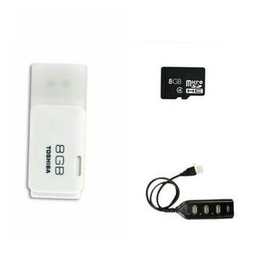 Toshiba Adaptateur Multiports USB 4 En 1 +( Clé USB 8 Go  Carte Mémoire + 8 Go 100%)  - Couleur En Fonction Du Stock Disponible