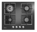  GAZ_60G40ME007-GFT - PLAQUE DE CUISSON A GAZ MIDEA/4 F/ALLUMAGE ELECTRIQUE/VERRE NOIR/60CM