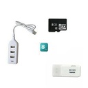 Adaptateur  Multiports USB Compatible 4 En 1 + (Clé USB - 8GB + Carte Mémoire 8GB 100%)